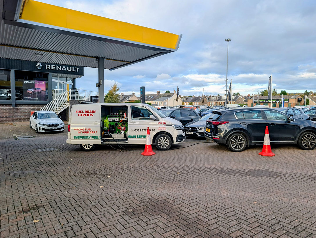 Wrong Fuel in Your Car? Fuel Drain on a Kia Sportage at a Filling Station in Motherwell